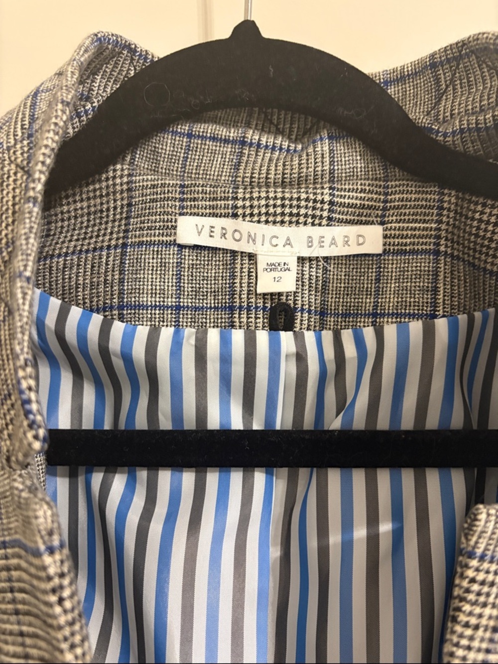Veronica beard Gray Plaid Single-Button Dickey blazer size 12 - Picture 2 of 8